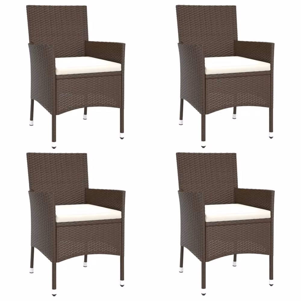 Berkfield Home Beautiful 5 Piece Garden Bistro Set with Cushions in Brown Poly Rattan – 4