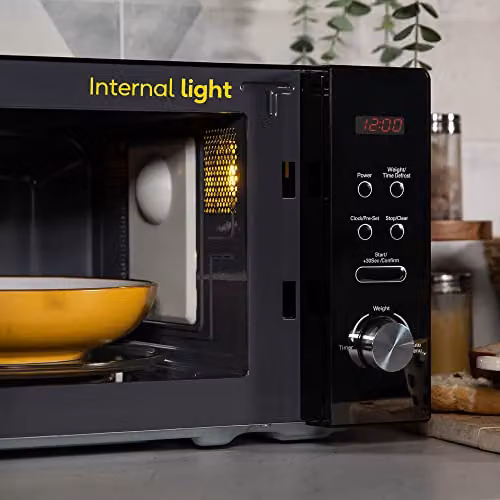 Russell Hobbs Black Digital Solo Microwave 20 Litre 800W with Timer, Automatic Programs and Child Lock – 6