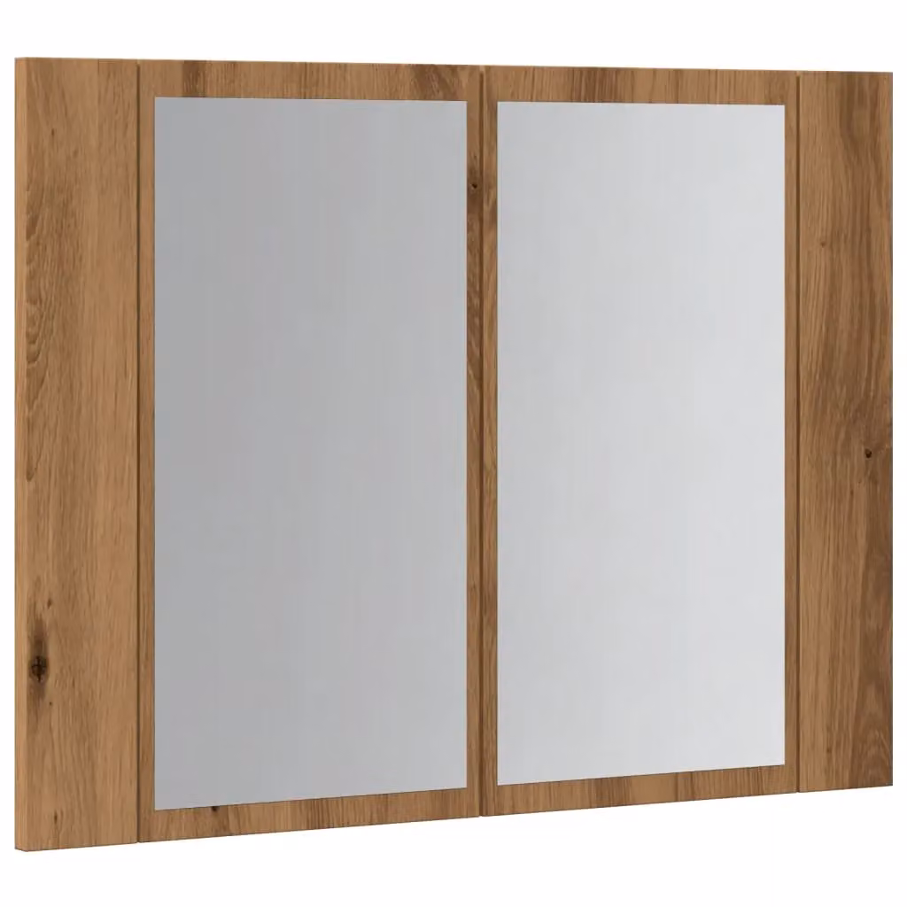 Berkfield Home Artisan Oak LED Mirror Cabinet in Brown, W/D/H: 60 x 12 x 45 cm – 4