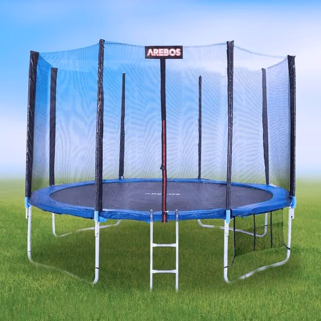 AREBOS Trampoline Safety Net and Edge Cover Spare Parts with 8 Net Poles, Blue