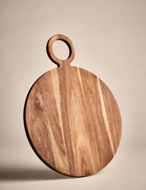 M&S Picky Bits Natural Wooden Pizza Serving Board in Brown and Beige