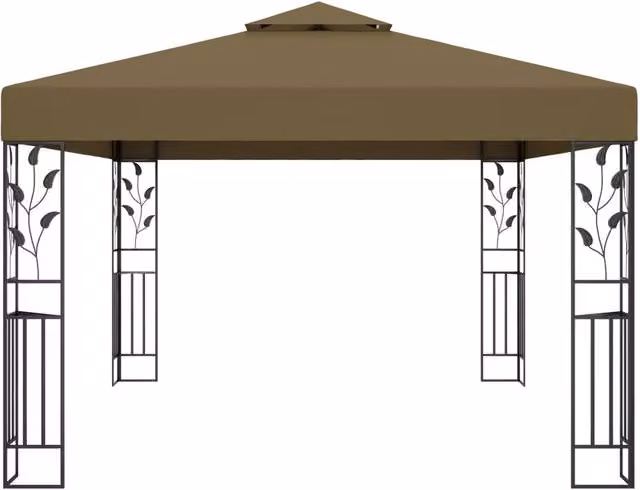 Berkfield Home Double Roof Gazebo in Beige, W: 400 cm, D: 300 cm, H: 273 cm