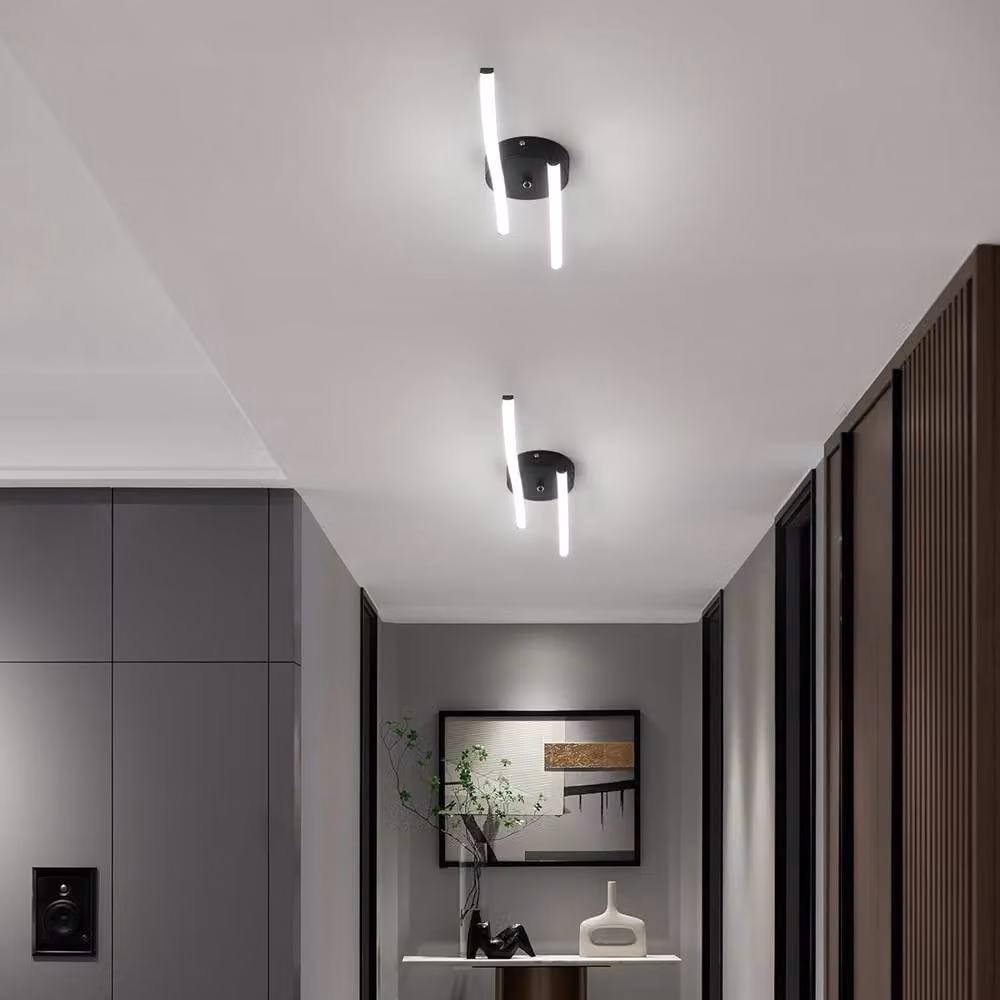 Goeco Modern LED Ceiling Light, 12 W, Black Acrylic and Aluminium Chandelier with 6500 K Cool White Light – 3