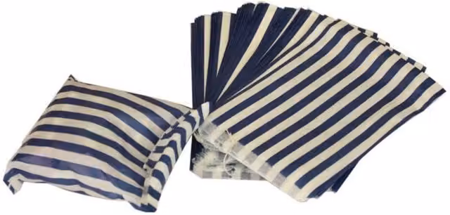 KDMD Dark Blue Small Candy Stripe Sweet Bags, 3 Pack