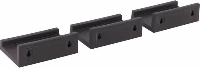 Nordara 3-Piece Black U-Shaped Floating Wall Shelves for Home and Office Storage – 1