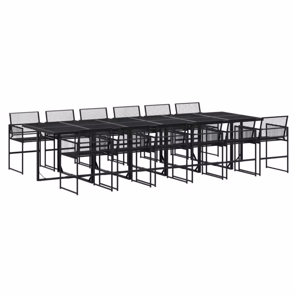 Berkfield Home Beautiful 13 Piece Black Poly Rattan Garden Dining Set – 3