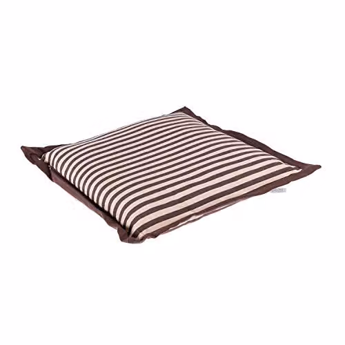 Homescapes Brown and White Striped Square Cotton Seat Pad, W/D/H: 40 x 40 x 40 cm – 2