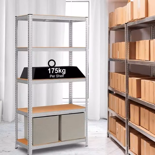 EONLION Heavy Duty 5 Tier Garage Shelving in Brown, W: 100 cm, H: 200 cm – 1
