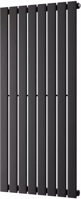 UK Radiators Typhoon Black Vertical Designer Radiator, W: 54.4 cm, H: 120 cm