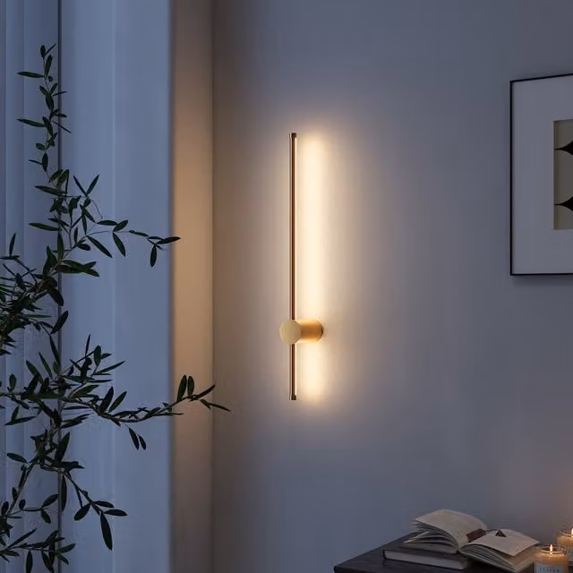 Living Star Modern Rotatable LED Cylinder Wall Light in Gold/Brass, Length: 100 cm