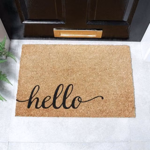 Artsy Mats Hello Doormat in Brown, W: 60 cm, D: 40 cm