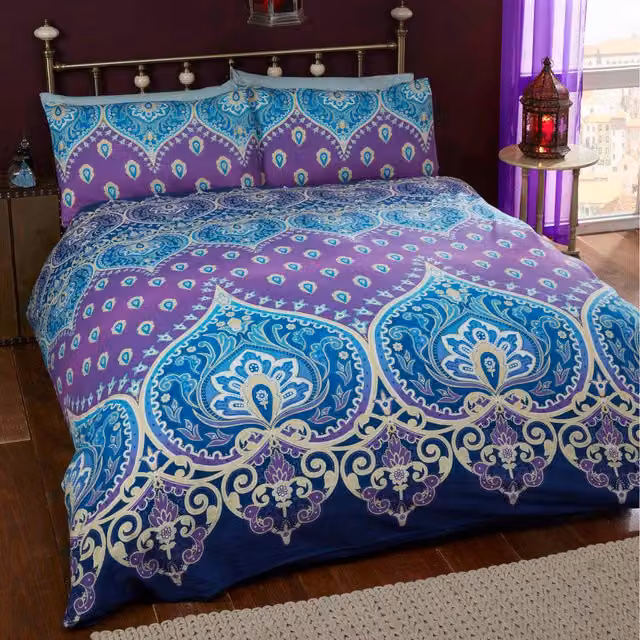 Rapport Home Asha Ethnic Graphic Duvet Cover Set, Blue, W/D/H: 90 x 190 cm