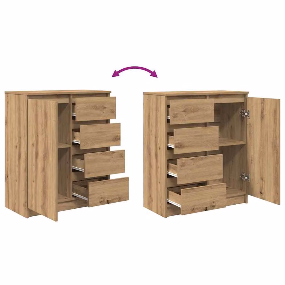 Berkfield Home Artisan Oak Sideboard with Drawers in Brown, W/D/H: 71 x 35 x 84 cm – 4