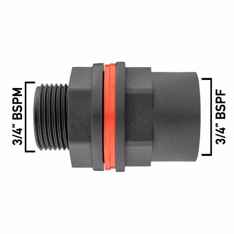 FLAVORA 100 Pack 3/4 inch Garden Water Butt Tap Adaptor with Easy Turn Lever in Silver and Black, Fits 26mm Hole