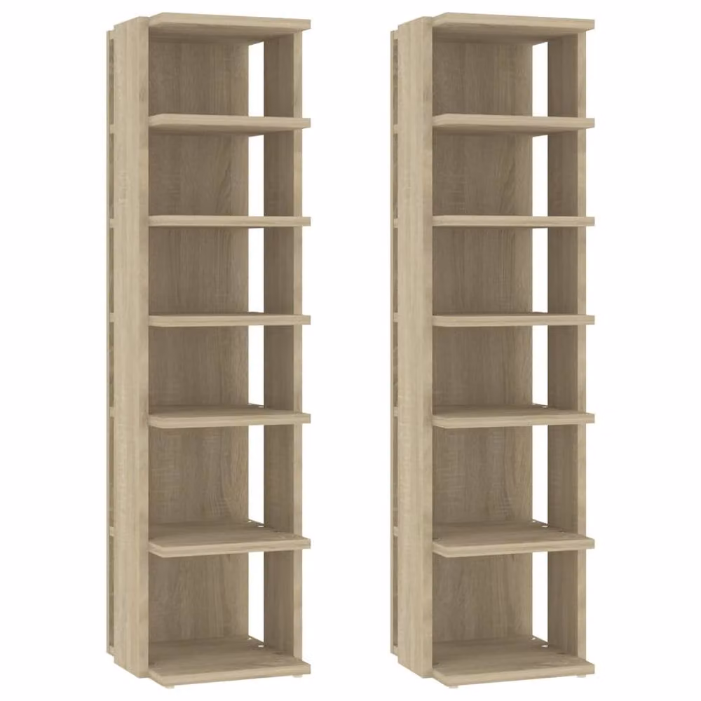 Berkfield Home Set of 2 Sonoma Oak Shoe Cabinets in Light Brown, W/D/H: 25 x 27 x 102 cm – 2