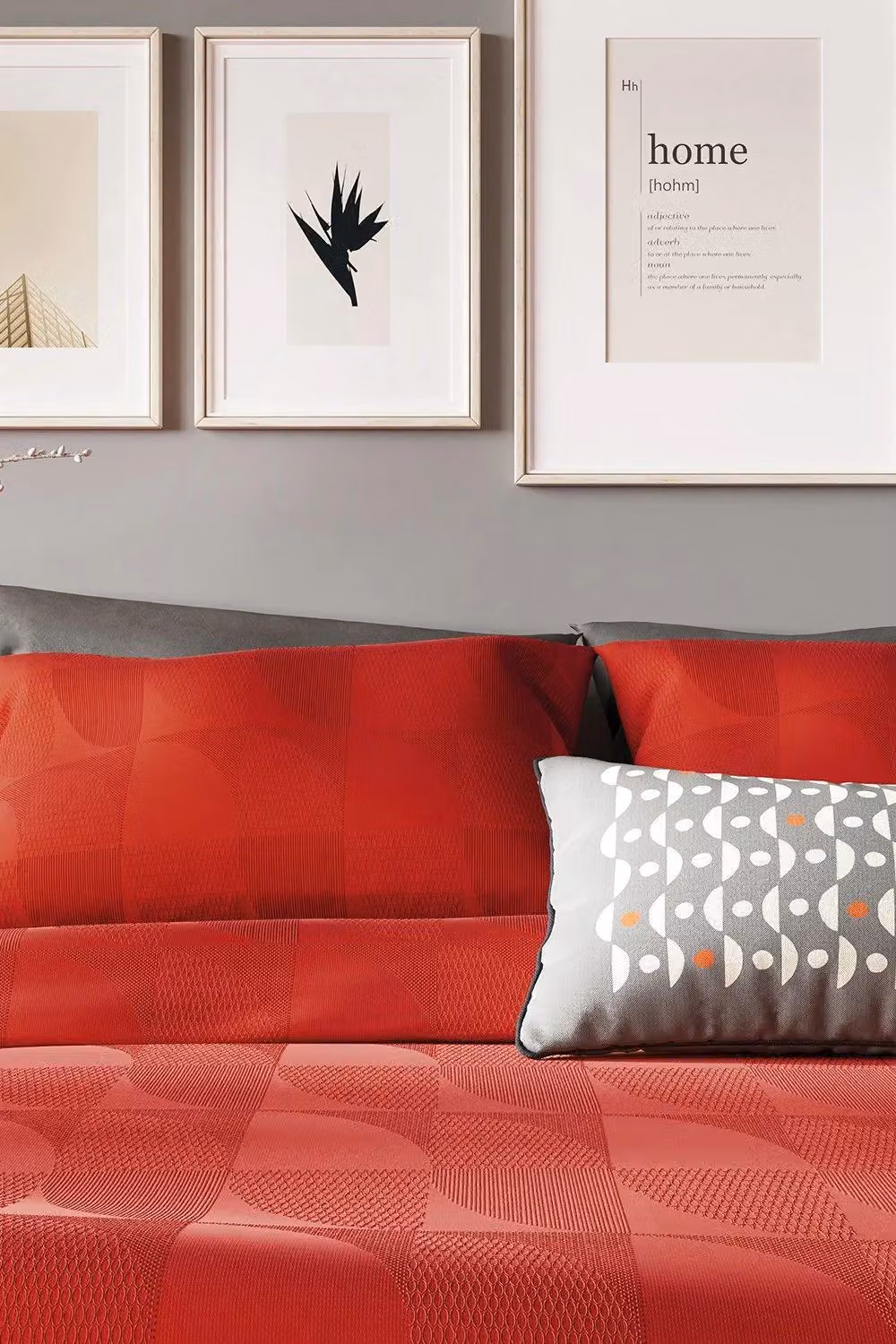 Helena Springfield Axel Reversible Scandi Graphic Duvet Cover and Pillowcase Set in Red, W/D/H: 90 x 200 cm – 2