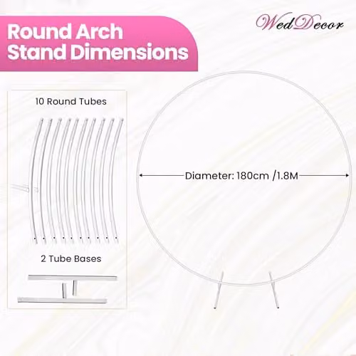 WedDecor White Round Metal Balloon Arch Stand with Base, Height: 180 cm
