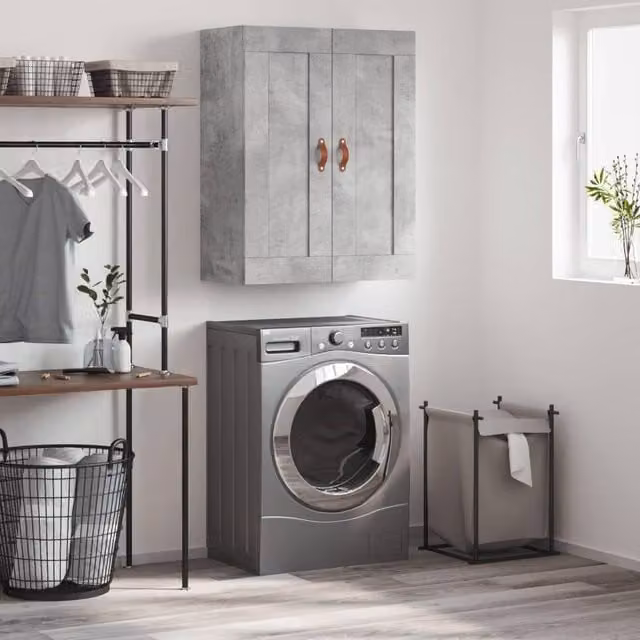 Berkfield Home Wall Mounted Cabinet in Concrete Grey, W/D/H: 69.5 x 34 x 90 cm – 1
