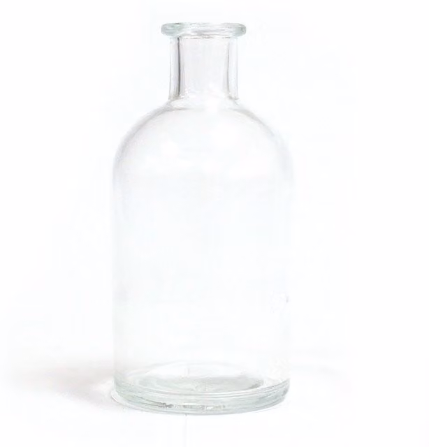 KDMK Antique Round Glass Reed Diffuser Bottle for Tabletop Fragrances - White and Transparent