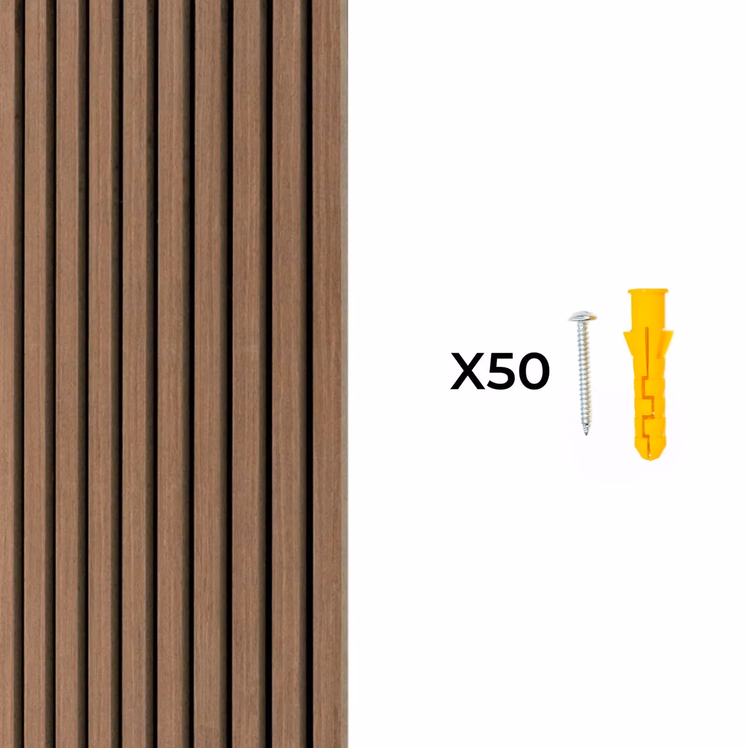 Monstershop Acoustic Slat Wall Panels, 2 Pack, Dark Walnut and Terracotta Wood Look MDF – 6