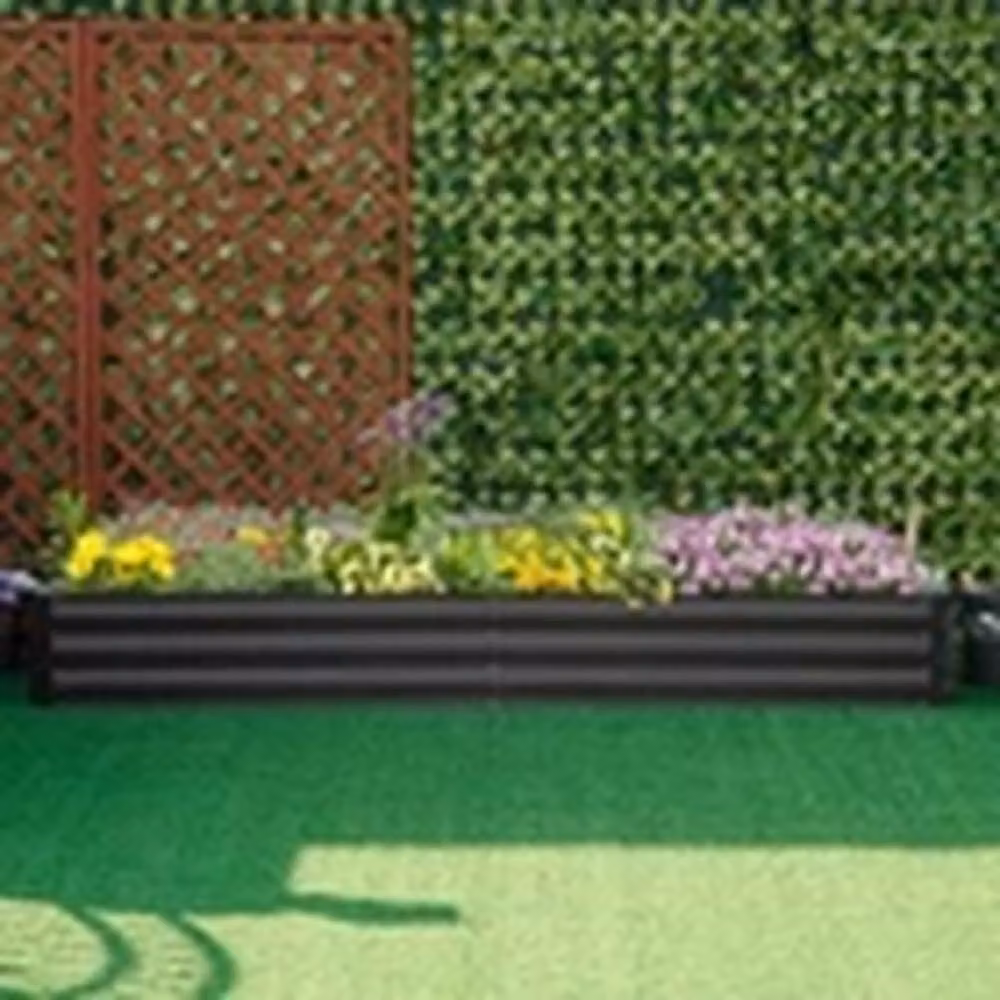 EONLION Grey Galvanised Steel Metal Raised Garden Planter Box with Open Bottom, W/D/H: 90.5 x 90.5 x 30 cm – 4