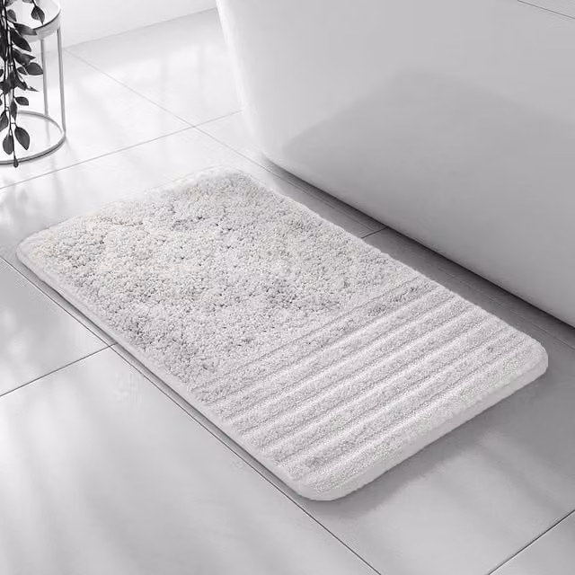 Velosso Linear White Microfibre Non-Slip Bath and Pedestal Mat in Small Size