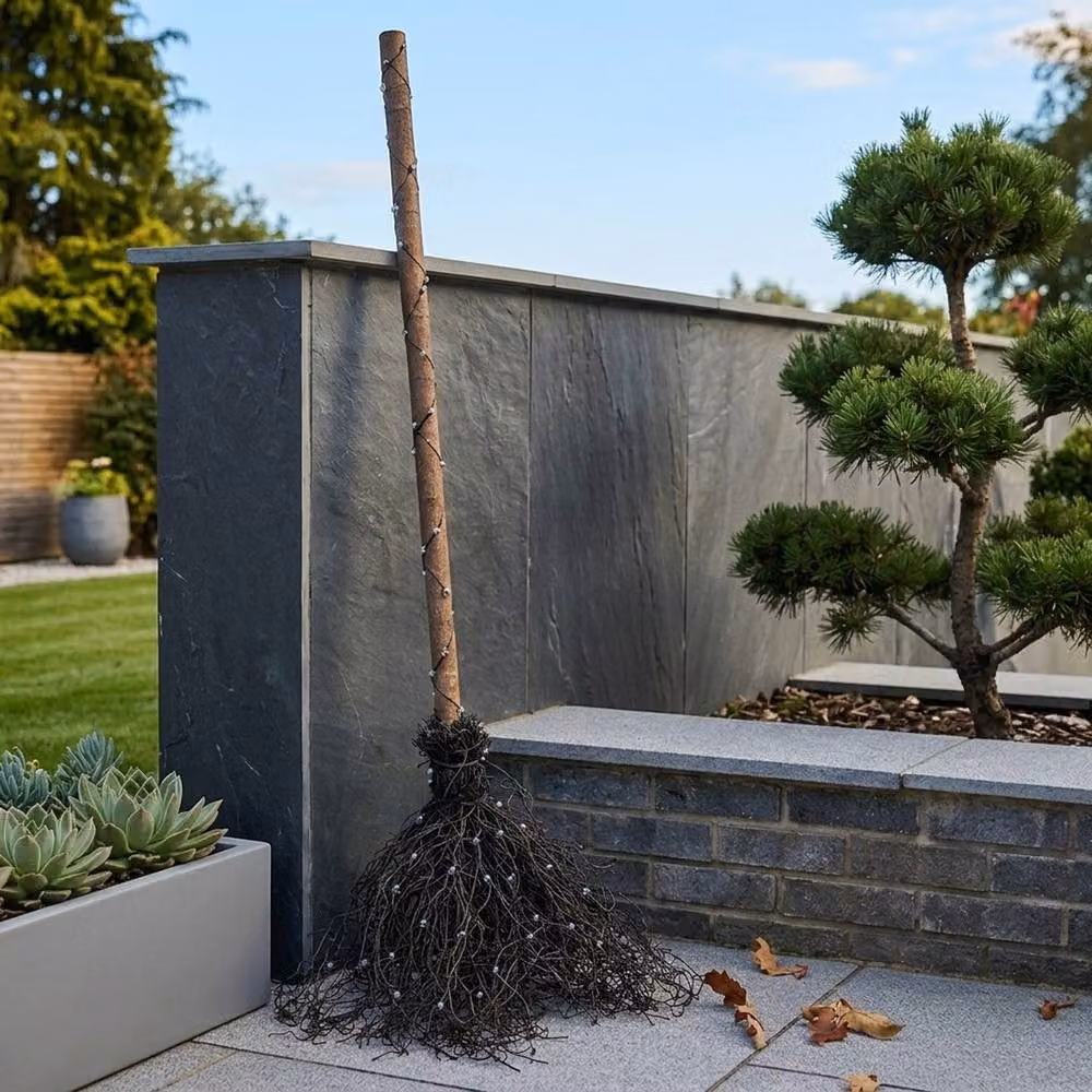 Garden Greatness Whimsical LED Witches Broom Decoration in Black – 2