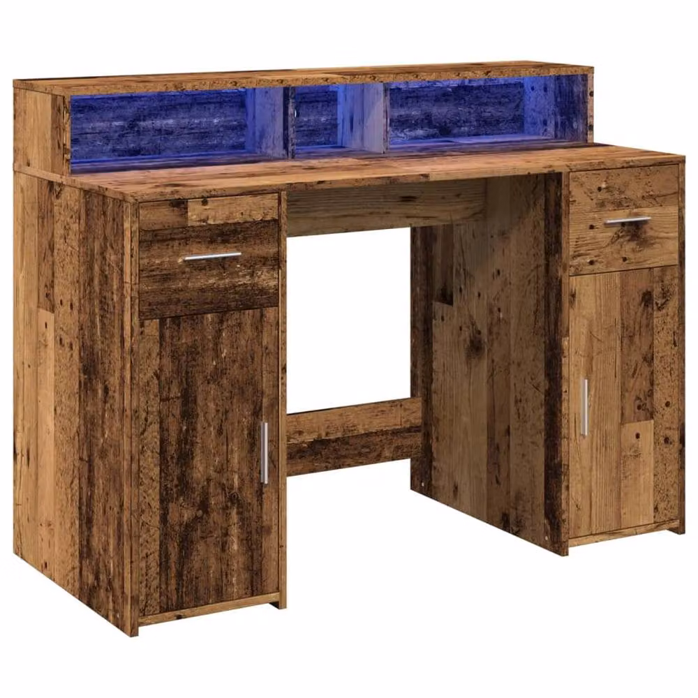 Berkfield Home Gaming Desk with LED Lights in Brown, W/D/H: 120 x 55 x 91 cm – 2