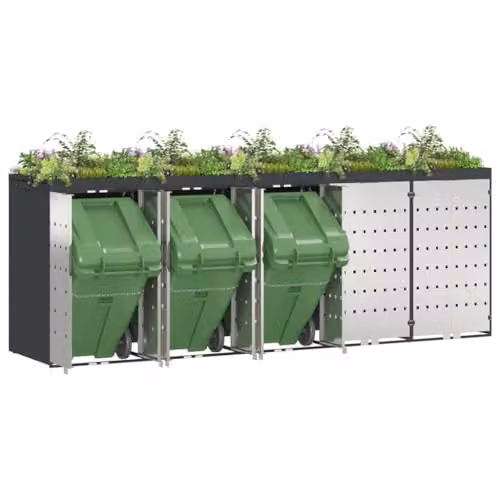 vidaXL Wheelie Bin Storage for 5 Bins in Anthracite Steel