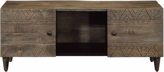 Berkfield Home Mango Wood Coffee Table, Light Grey, W: 100 cm, D: 54 cm, H: 40 cm