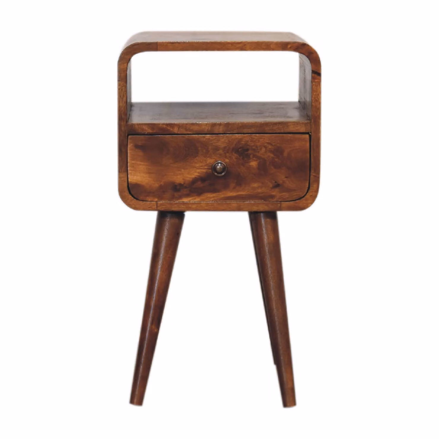 Aosom UK Solid Mango Wood Mini Bedside Table with Drawer and Open Shelf, Brown, W/D/H: 30 x 30 x 55 cm – 2