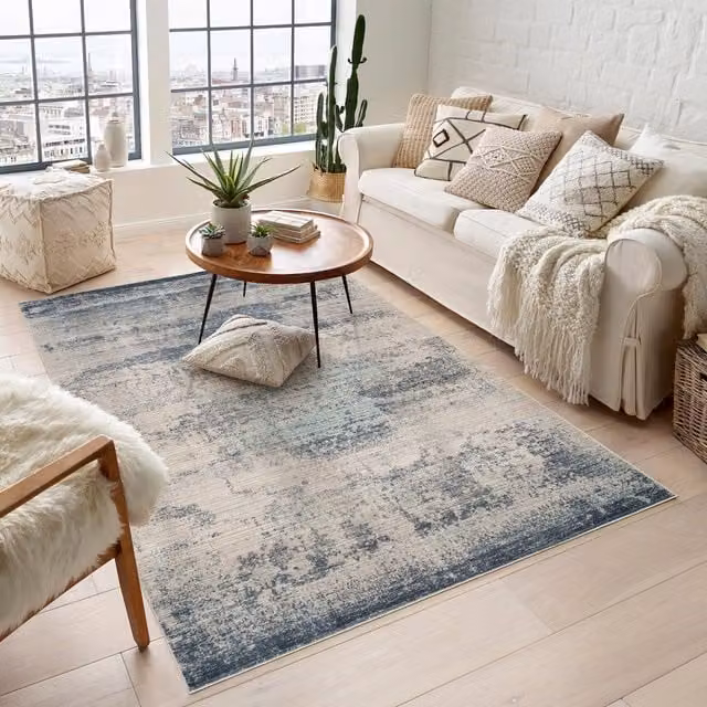 Desire Rugs Abstract Modern Machine Woven Non Slip Washable Area Rug for Living Room, Hallway or Bedroom, Blue, Width: 240 cm