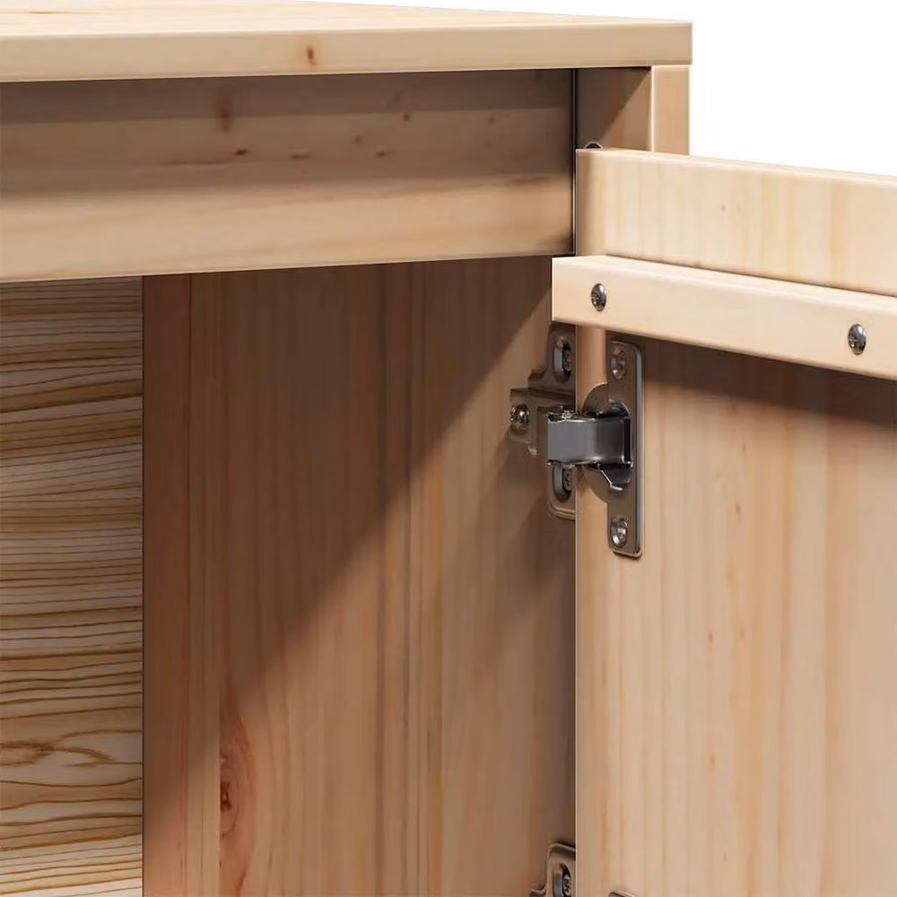 Berkfield Home Highboard in Solid Pine, Beige, W/D/H: 74 x 35 x 117 cm – 3