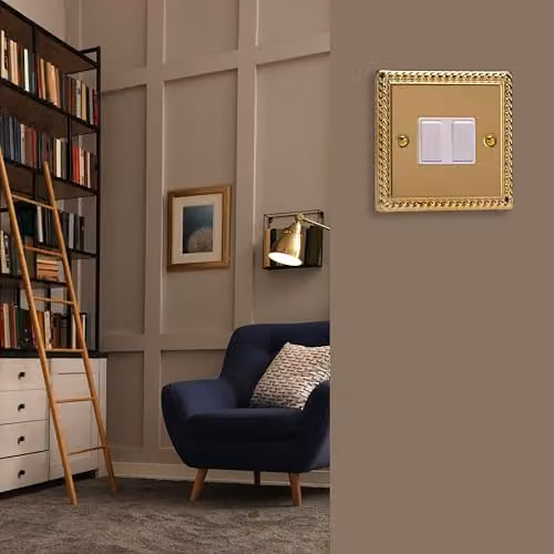Varilight Georgian Brass 2G 1 or 2 Way 10A Flush Switch – 2