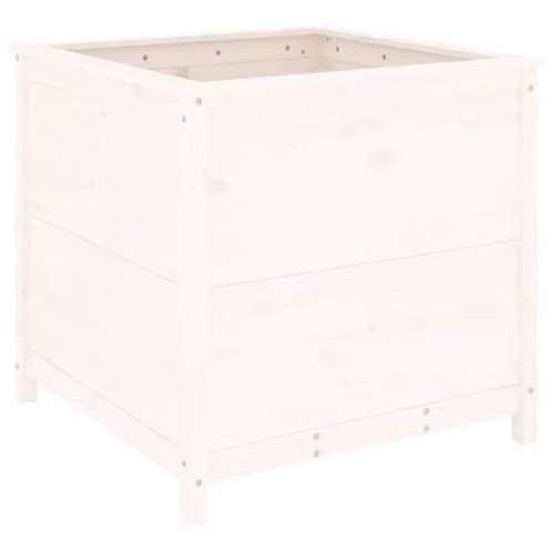 vidaXL White Pine Wood Garden Planter Tub W/D/H: 82.5 x 82.5 x 78 cm – 1
