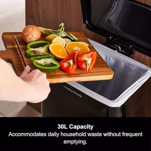 Morphy Richards Equip Collection 30L Pedal Kitchen Bin with Soft Close Lid and Removable Inner Bucket, Black – 3