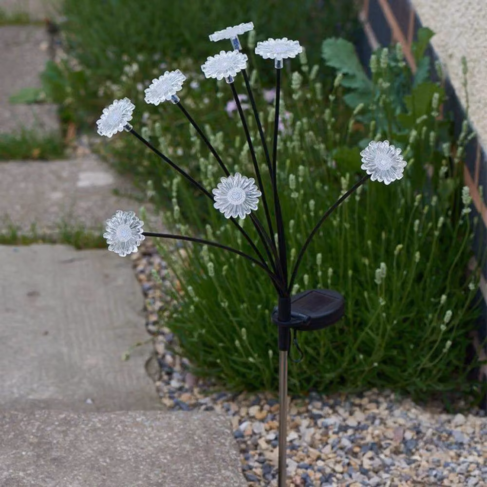 Marco Paul Solar 8 Stem Stake Light in Silver with Warm White Glow – 3