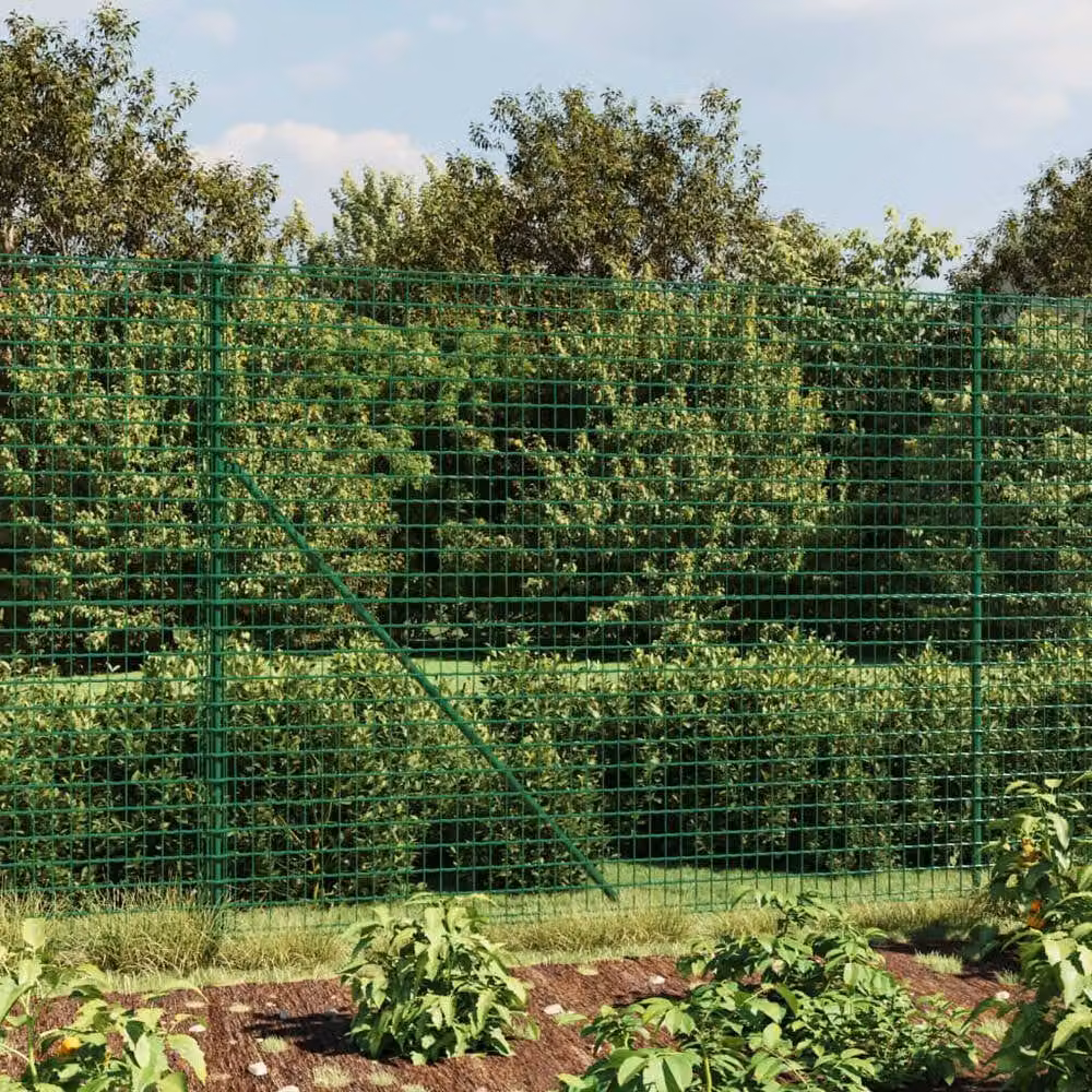 Berkfield Home Durable PVC-Coated Galvanised Steel Wire Mesh Fence with Flange, Green, H: 1.4 m x W: 25 m – 1