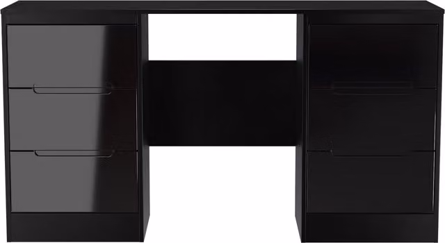 Ready Assembled 2 U Bristol 6 Drawer Kneehole Desk in True Black – 1
