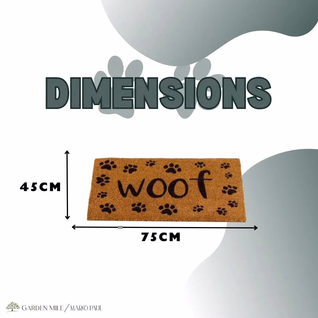 Marco Paul Woof Non Slip Coir Door Mat, Brown and Multicolour, W: 75.0 cm, D: 45.0 cm – 3