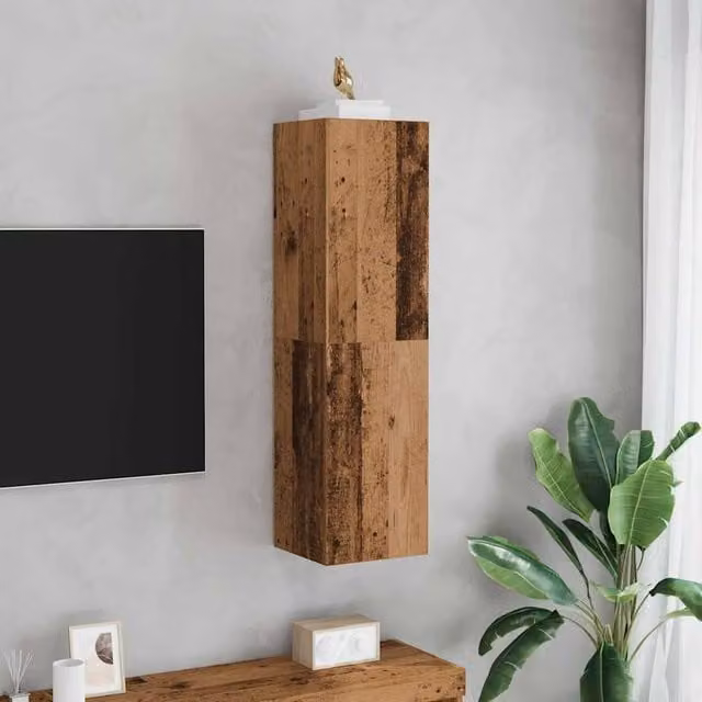 Berkfield Home TV Cabinet in Brown Old Wood, W/D/H: 30.5 x 30 x 110 cm – 1