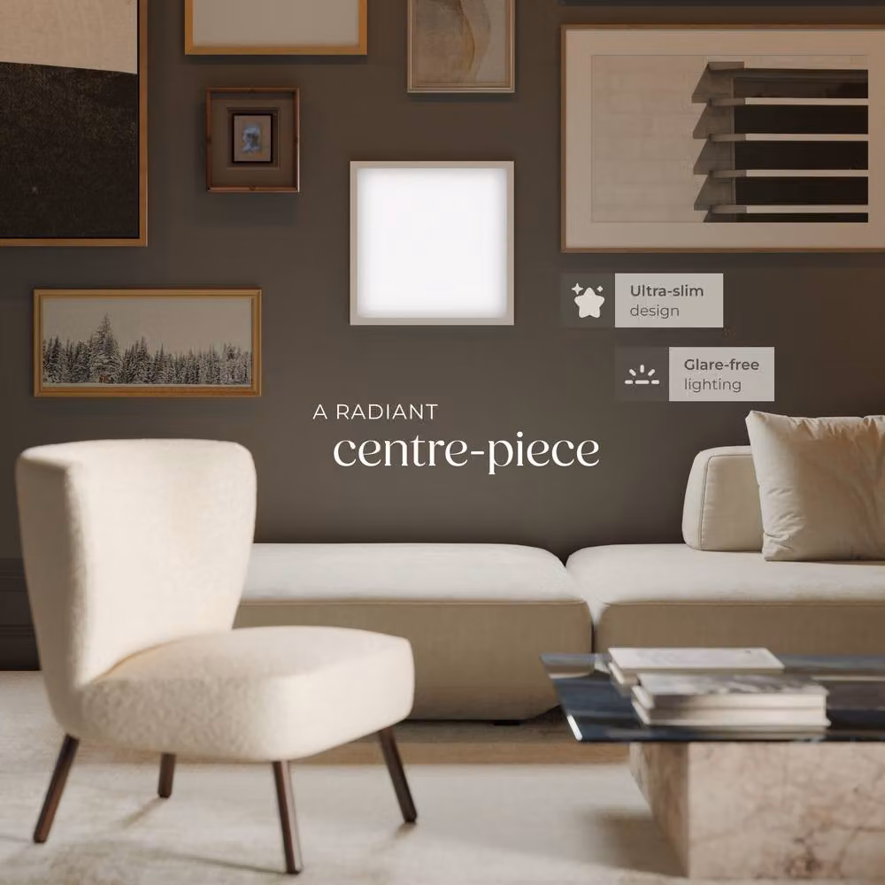 tectake Lucerna LED Ceiling Panel Light, White, W/D/H: 45 x 45 x 3.4 cm – 3