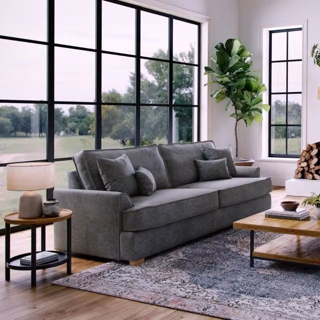 The Great Sofa Company Ophelia 3 Seater Grey Fabric Upholstered Sofa with Scatter Cushions
