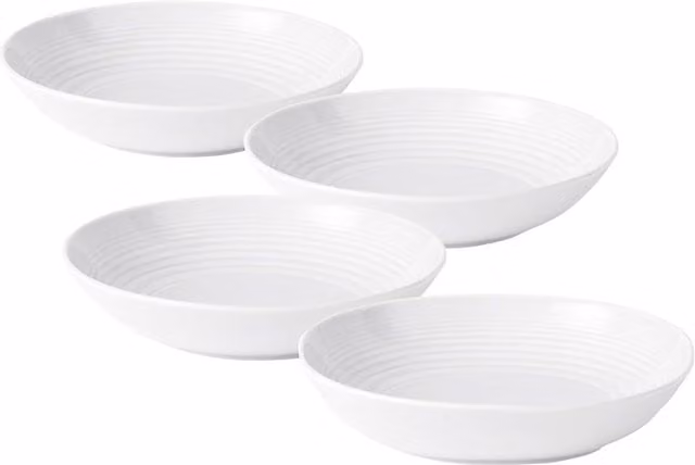 Royal Doulton Gordon Ramsay Maze White Stoneware Pasta Bowls, Diameter: 24 cm, Set of 4