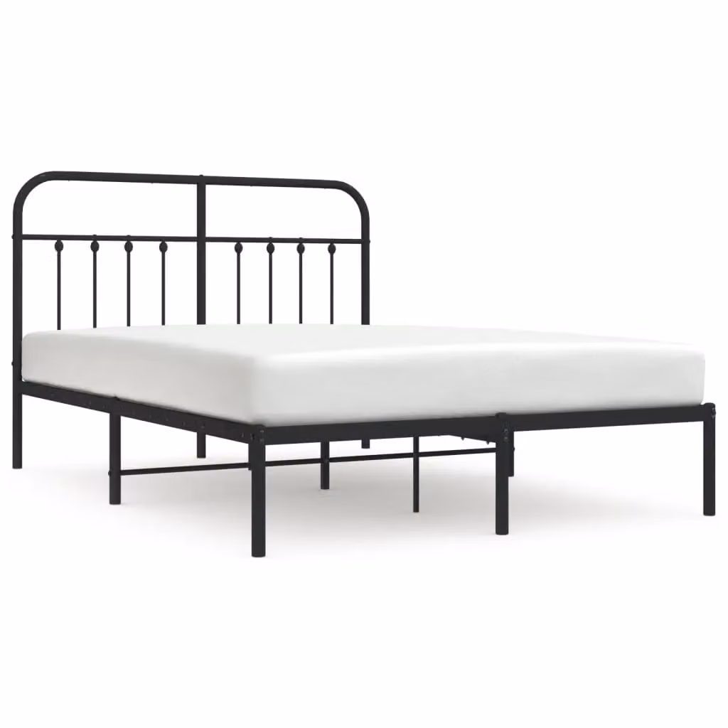 Berkfield Home Metal Bed Frame with Headboard in Black, W/D/H: 140 x 190 cm – 2