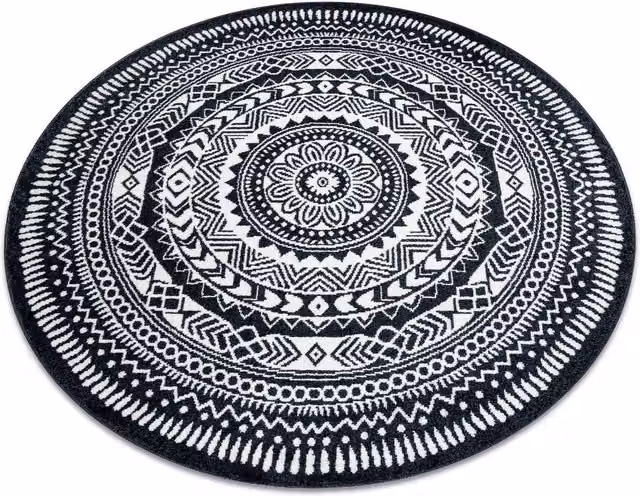 RugsX Black Ethnic Round Childrens Rug, Diameter: 100 cm – 1