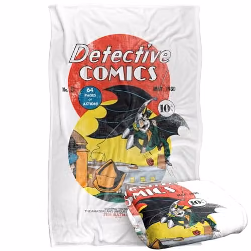 Warner Bros. Batman DC 90th Detective Comics Cover Super Soft Fleece Throw Blanket, Multicolour, W/D/H: 91.44 x 147 x 1 cm