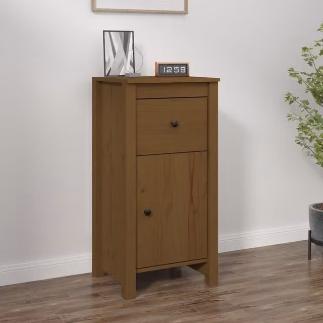 Berkfield Home Rustic Solid Wood Pine Sideboard in Honey Brown, W/D/H: 40 x 35 x 80 cm – 1