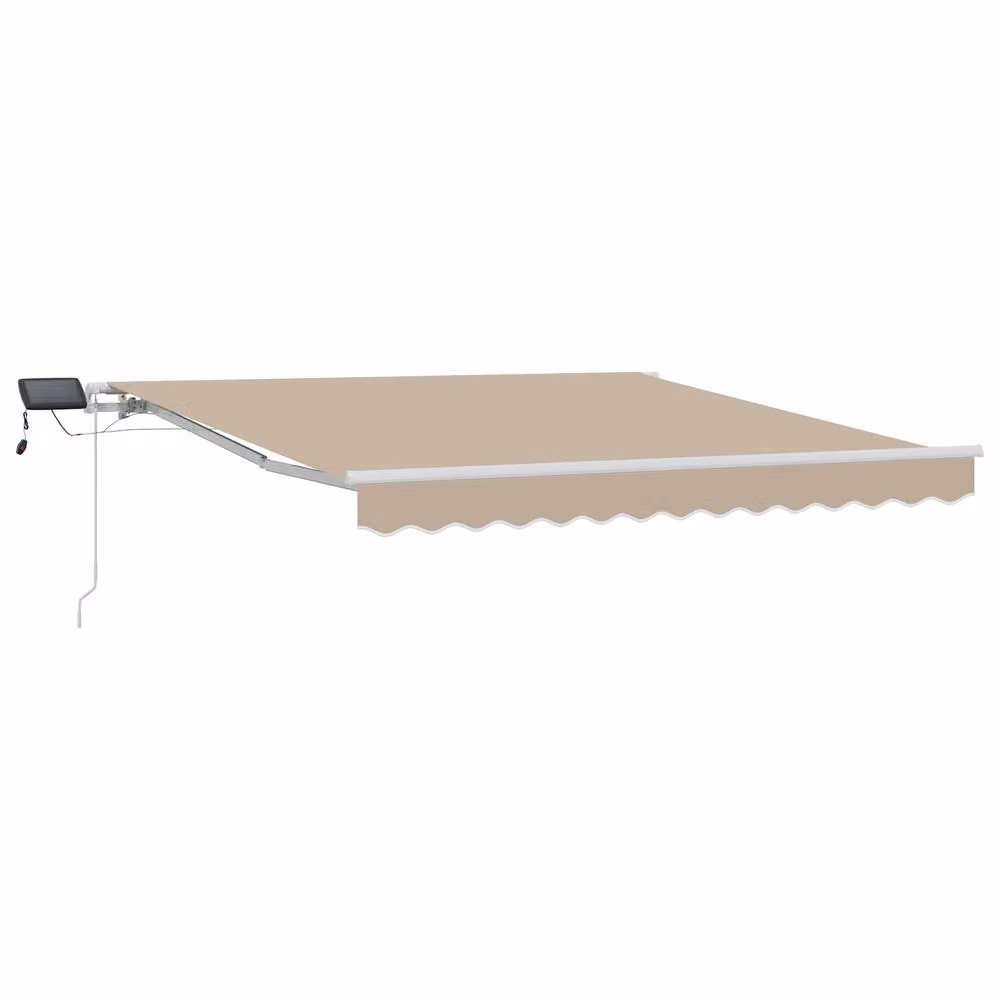 Berkfield Home Manual Retractable Wall-Mounted Awning with LED, Beige, W: 350 cm, D: 250 cm – 2