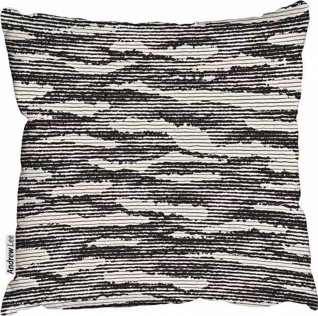 Benjamin Tate Design LTD Abstract Striped Distressed Print Square Cushion, Black, W: 60 cm, D: 60 cm, H: 1 cm